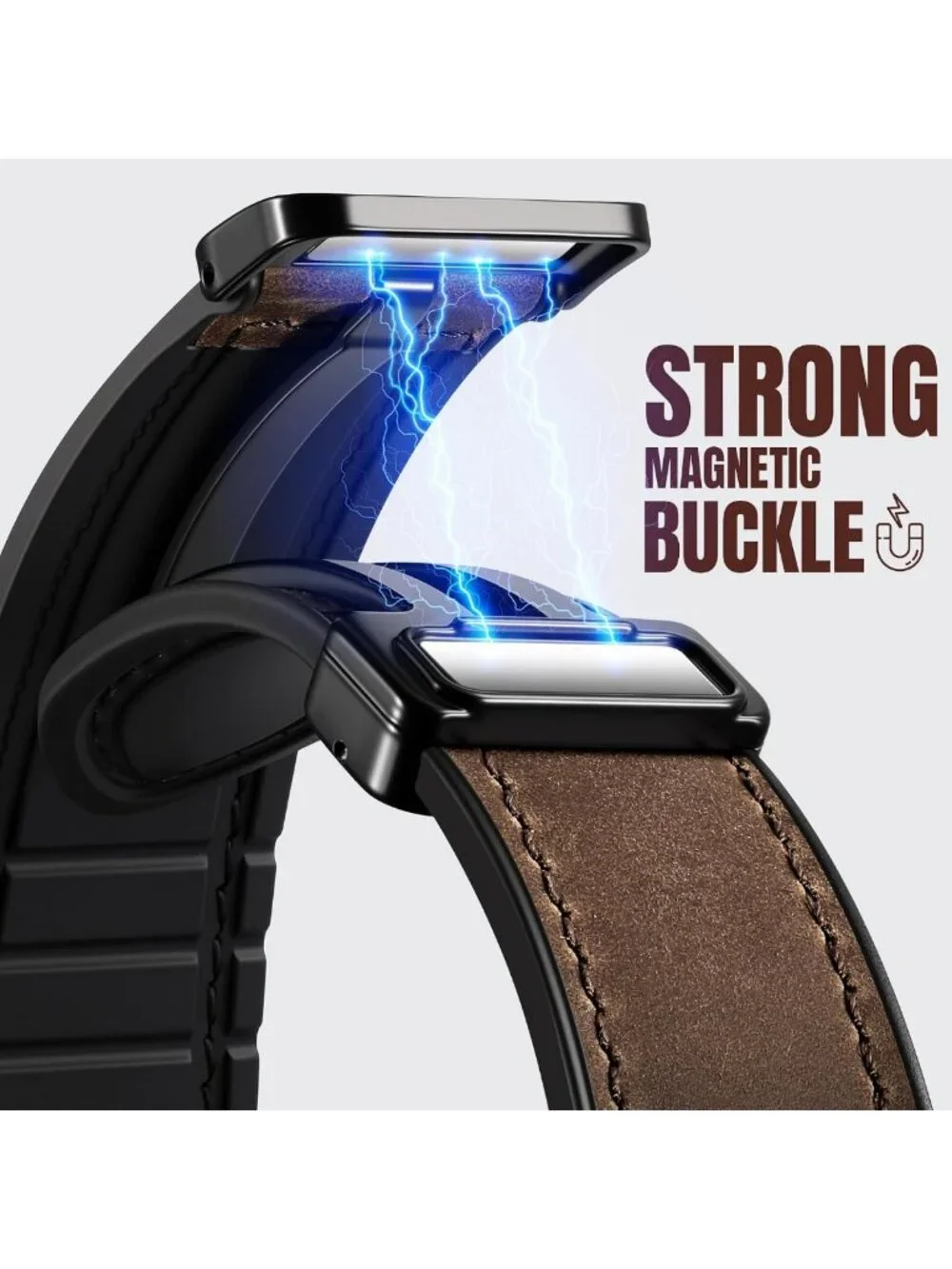 Genuine Leather Magnetic Bands for Apple Watch 38mm-49mm, Unisex iWatch Straps